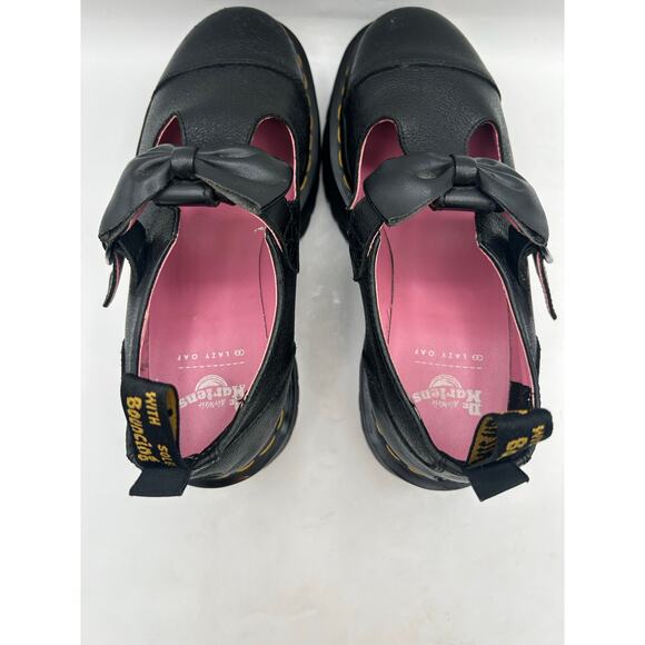 Dr. Martens x Lazy Oaf Bethan Leather Mary Jane Platform Shoes US 8 Black Bow - Picture 6 of 9